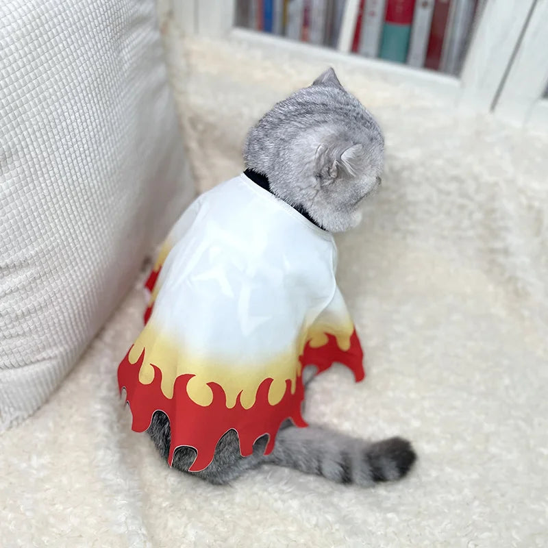 Demon Slayer Pet Cosplay Rengoku Kyoujurou Cat Clothes Unlimited Train COS Flame Pillar Rengoku Kyoujurou Dresses